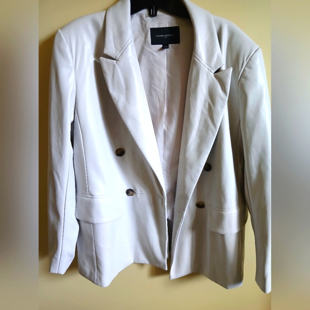 Banana Republic White Double-Breasted Blazer Sz MEDIUM